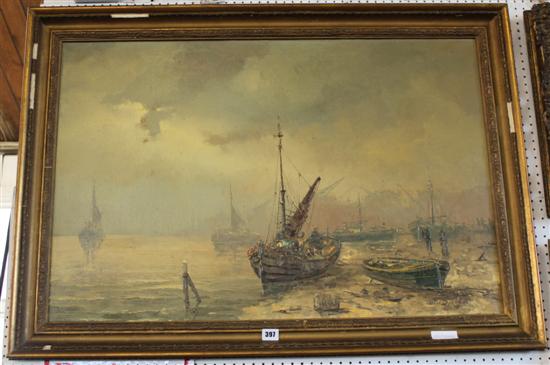 Oil on canvas, fishing boats